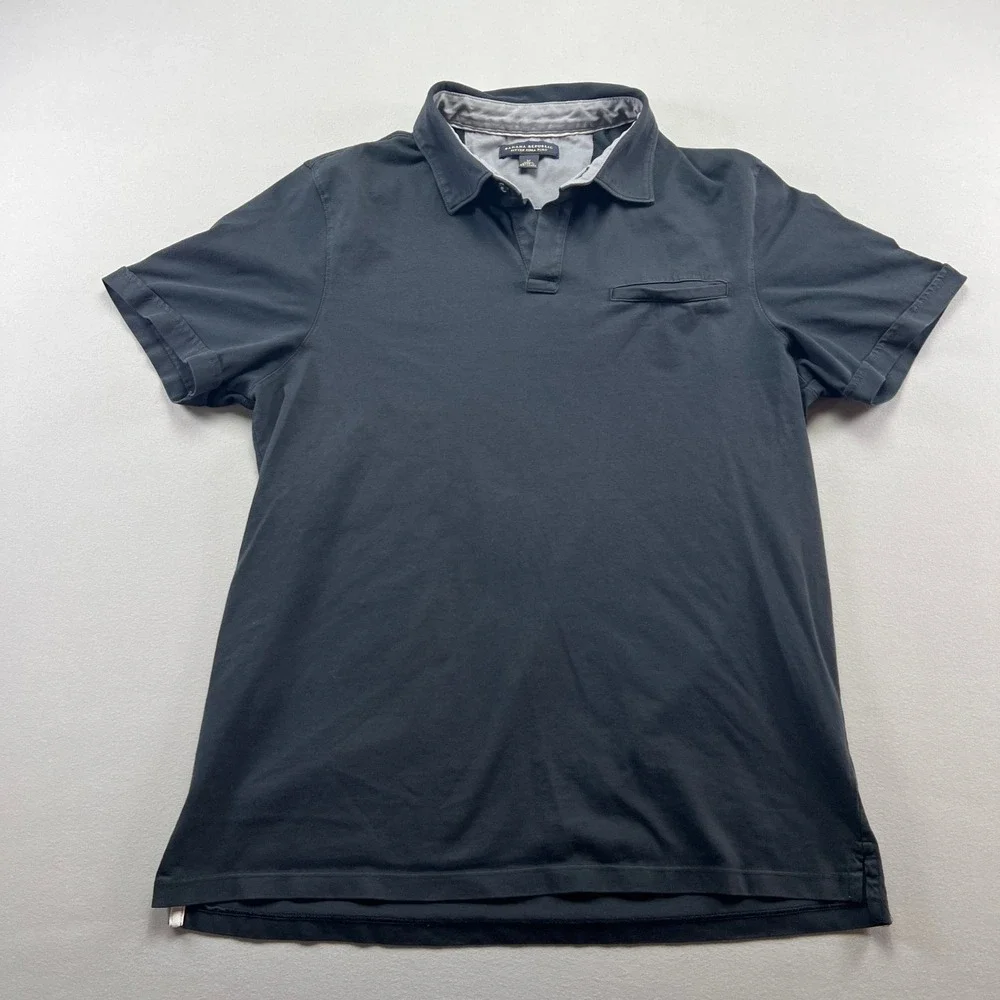 Banana Republic Fitted Pima Polo Shirt Mens M Black Tennis Tail Golf Performance